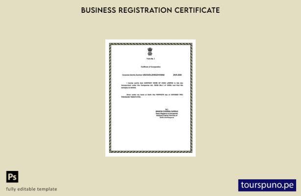 listo para imprimir certificado de incorporación de India Plantilla de Word y  3